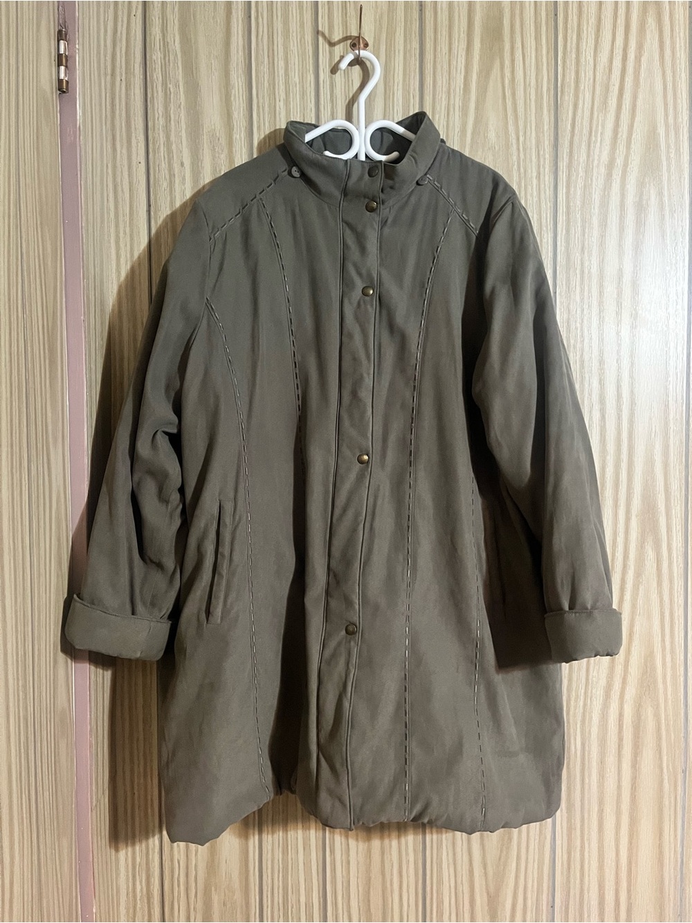 Tradition Image Brown Olive Suede Feel Mid Length Jacket 20W